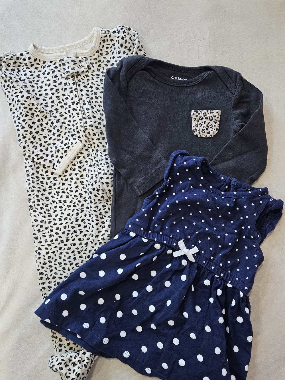 Carter's Navy Polka Dot Dress & Navy/White Set/Bundle - 6 Months